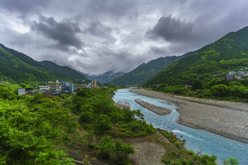 Beautiful scenery of Miyama town and river , Japan