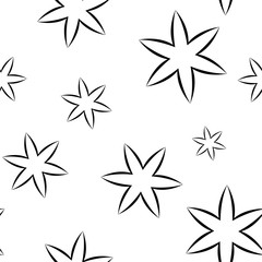 Black floral seamless pattern on white background