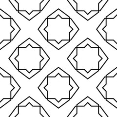White and black geometric ornament. Seamless pattern