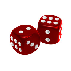 Red dice isolated on white background. EPS10 vector.