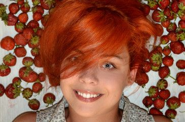 Girl with a red hair. Strawberry mood