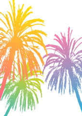 Palm tree silhouettes on white background