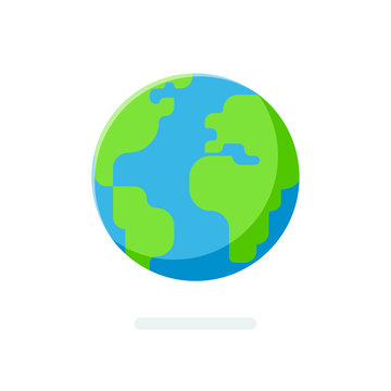 Flat style Earth globe icon. Spherical world map isolated on a white