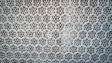 Ancient marble sculpture at the Agra Fort for background, India