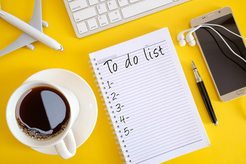 Notebook with words To Do List. Flat lay concept.