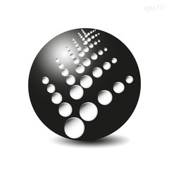 Black sphere with holes
Large black ball of the suspension from the news on a white background with a shadow of an illusion of volume vector stock illustration of a print or logo