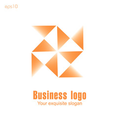 Orange business logo on white background for design
Original logo from triangles of orange color for design ornament gradient beauty