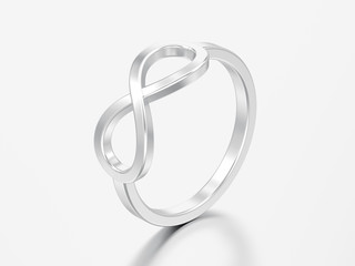 3D illustration silver simple infinity ring