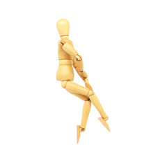 Wooden Manikin Action Model Human on a white background and Clipping path.