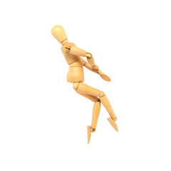 Wooden Manikin Action Model Human on a white background and Clipping path.