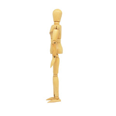 Wooden Manikin Action Model Human on a white background and Clipping path.