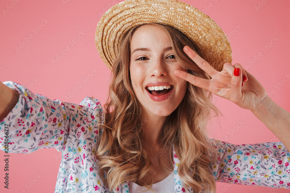 Canvas Prints Close up portrait of a cheerful young woman