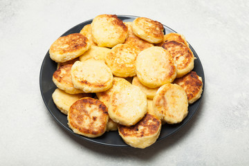 Delicious cheese baked breakfast. Above view.