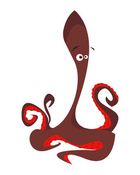 Cute octopus.Cartoon vector Illustration.Flat design isolated on white background.