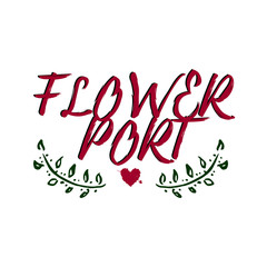 The logo design with hand drawn ink flowers and splashes. Сolored artistic decorative element. Idea. Floral boutique.