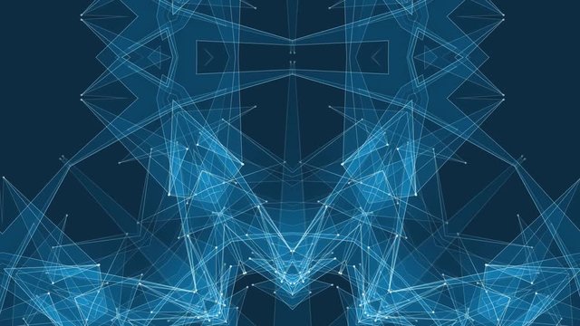 abstract symmetrical BLUE polygon shape net shiny cloud animation background new quality dynamic technology motion colorful video footage