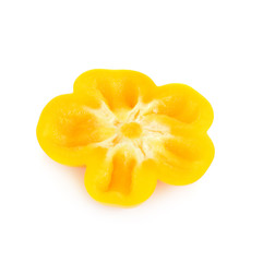 Fototapeta na wymiar Sliced yellow pepper isolated on white
