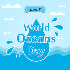 World Oceans Day Card Vector illustration