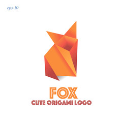Naklejka premium Funny logo fox logo in origami style animal design for businesses