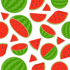 Watermelon seamless pattern, flat design
