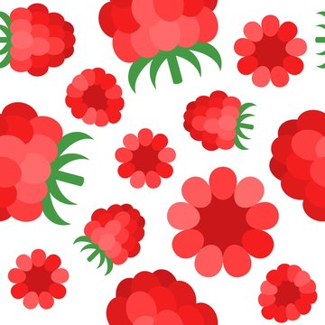 Raspberries seamless pattern, flat design for wrapping paper gift or printing