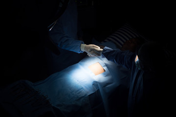 Surgeons Team Operating in the Hospital.