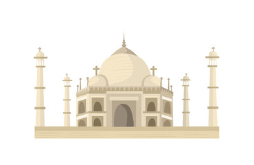Taj Mahal in flat style isolated on white background.