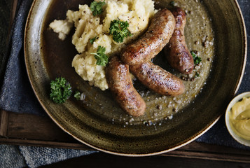 Bangers and mash food photography recipe idea