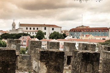 Obraz na płótnie Canvas Panoramic of Lisbon city from the Castle of San Jorge