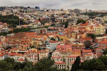 Fototapeta na wymiar Panoramic of Lisbon city from the Castle of San Jorge