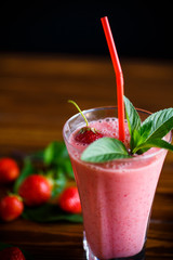 strawberry fresh sweet smoothies in a glass