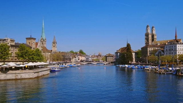 Panorama of the historic center of Zurich in Switzerland