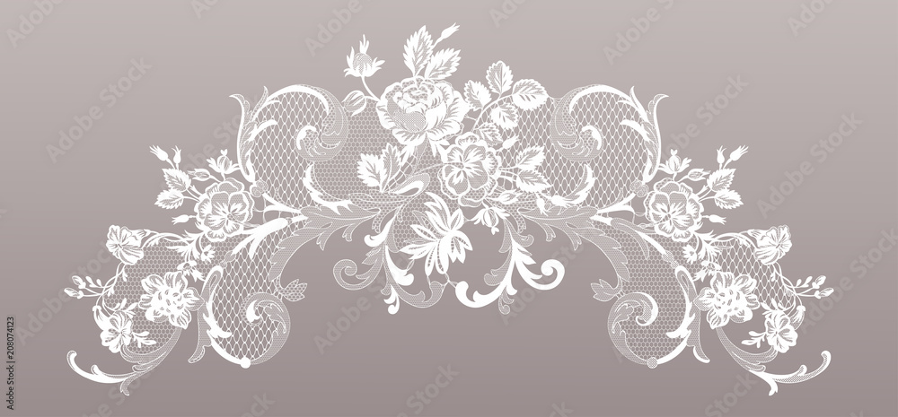 Wall mural lace flowers decoration element