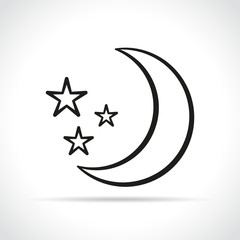 moon and stars on white background