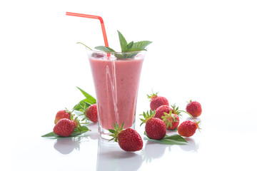 strawberry fresh sweet smoothies in a glass