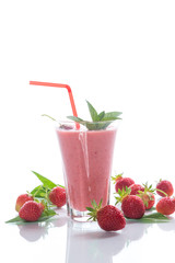 strawberry fresh sweet smoothies in a glass