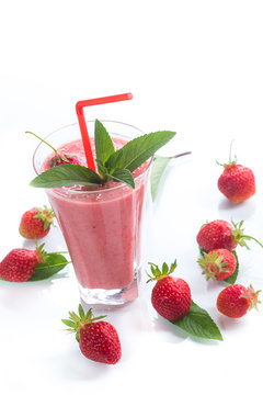 strawberry fresh sweet smoothies in a glass