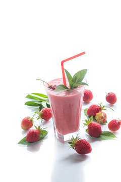 strawberry fresh sweet smoothies in a glass