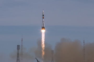 track from the rocket stage in the sky after launching the rocket