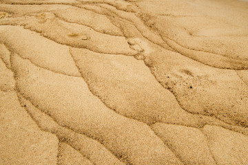 Sand of a beach with wave patterns