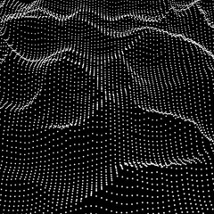 Abstract digital wave grid consist of particles .