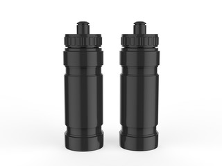 Plastic sport nutrition drink bottle mockup for fitness on isolated white background. Whey Protein and Gainer. 3d Illustration