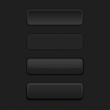 Black plastic buttons. 3d rectangle sign- normal, active, pushed