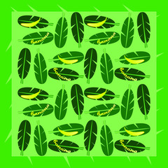Seamless background with banana and banana palm leaves.