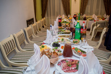 festive table in the restaurant  food and drinks
