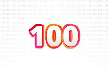 Number 100 on Number 100 background