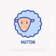 Cartoon sheep thin line icon. Modern vector illustration.
