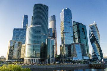 Sunset view of Moscow-City - International Business Center, Moscow , Russia.