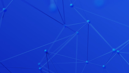 Abstract 3d rendering of network concept. Modern background. Futuristic shape with spheres and lines. Design for poster, cover, branding, banner, placard.
