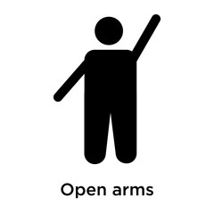 Open arms icon vector sign and symbol isolated on white background, Open arms logo concept